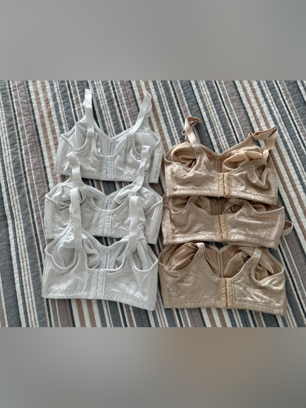 Bali Lace Longline Soft Cup Bras Set - White & Beige - Picture 2 of 4